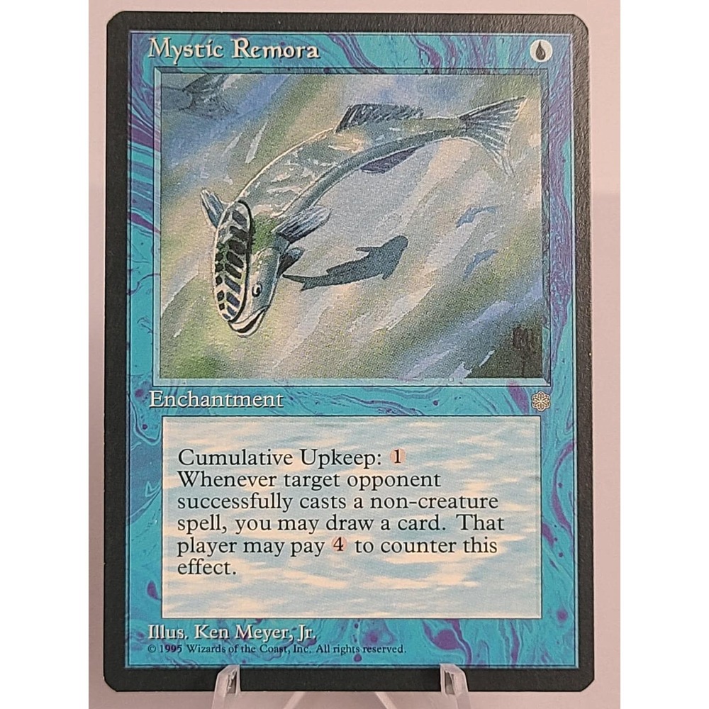 Mystic Remora Ice Age MTG 1995 Old Border Blue‎ Enchantment Vintage Comander